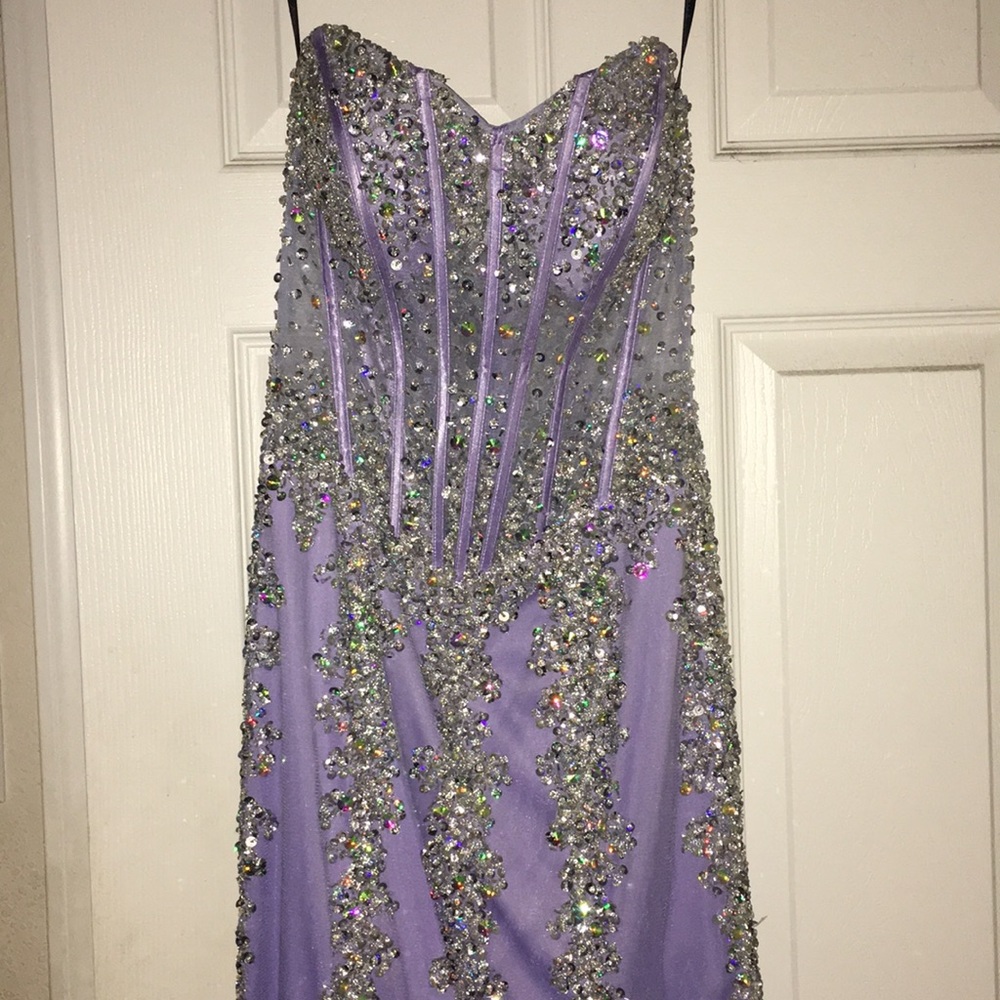Periwinkle See-Through Corset Tulle Mermaid Dress